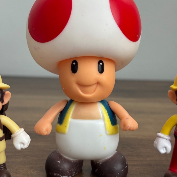 Set of 3 Nintendo Super Mario Bros TOAD MARIO Action Figures Toy Cake Topper Set - Picture 4 of 12